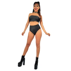 Conjunto de top Bando Drapeado y Culote Negro