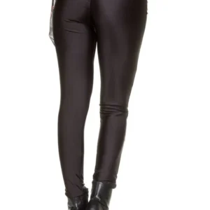 Calza Negra de lycra drapeada efecto Push Up lisa