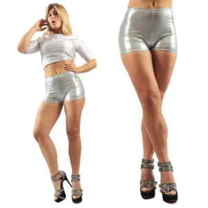 Short Engomado plateado o Dorado drapeado-efecto Push Up