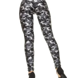 Calza Camuflada en Gris Drapeada en la cola efecto Push Up