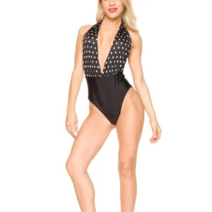 Body Escote Marylin -Pin Up lunares combinado con negro